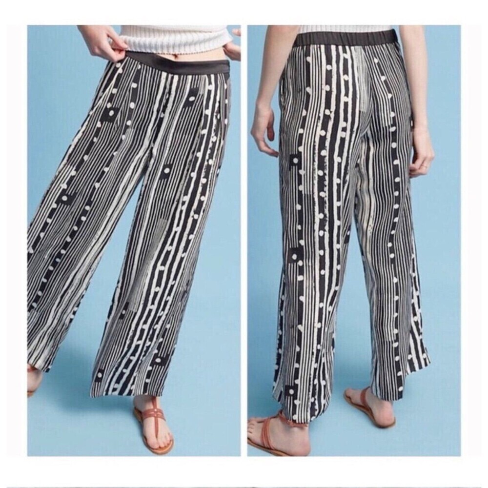 Anthropologie Elevenses Lightweight Black & White Pants Size Small